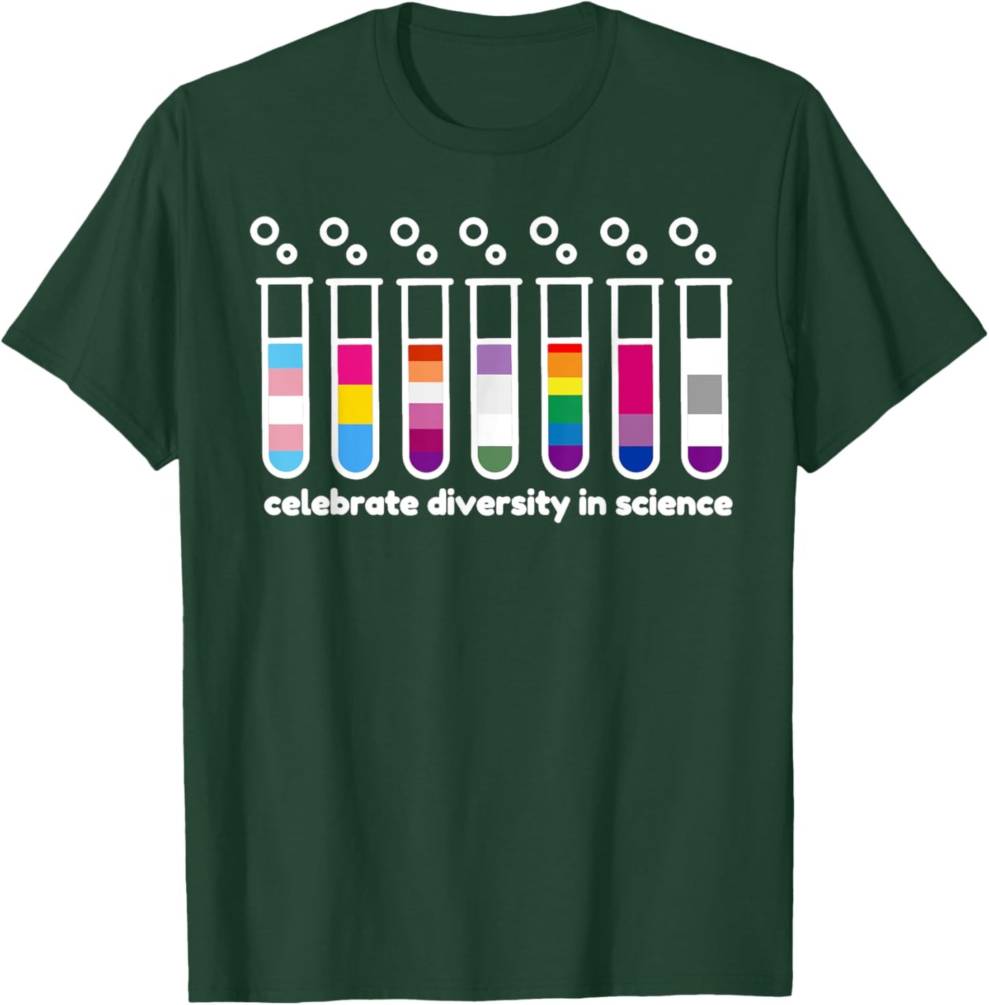 Diversity In Science , Gay Pride Flag Colors Featured in Tes T-Shirt - T-Shirt | Forest