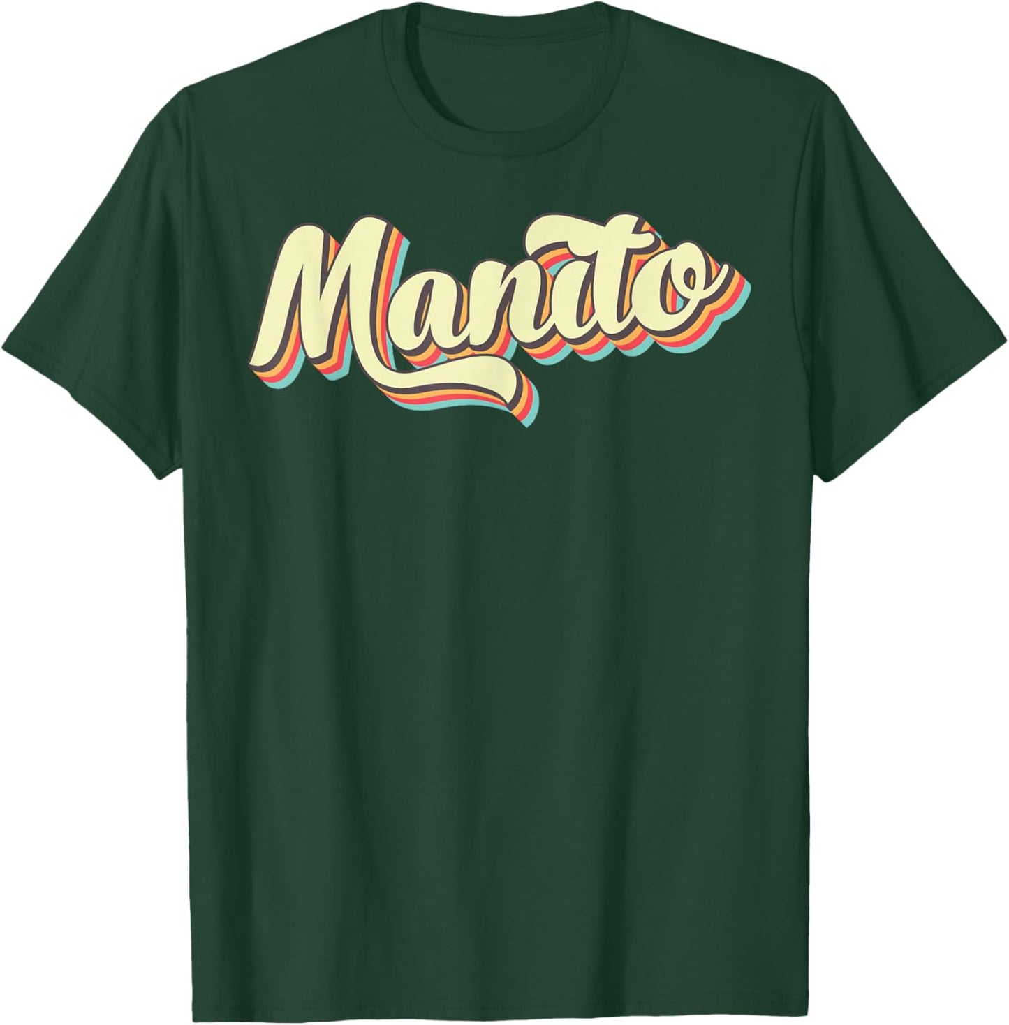 Manito Retro Art Baseball Font Vintage T-Shirt - T-Shirt | Forest