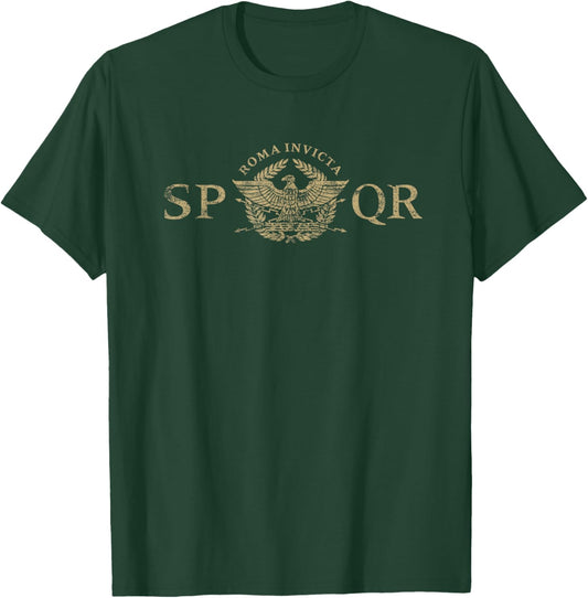 Roma Invicta SPQR Roman Eagle 2 Distressed T-Shirt - T-Shirt | Forest