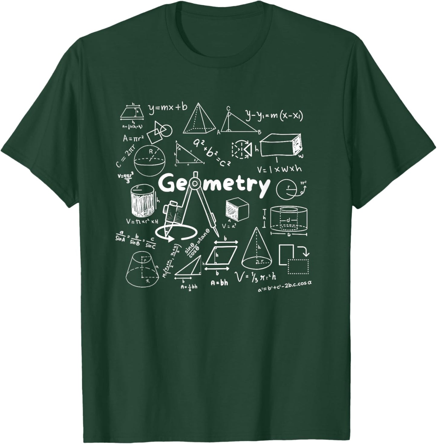 Geometry Lover's Shapes Equations & Formulas Cool Math Geek T-Shirt - T-Shirt | Forest
