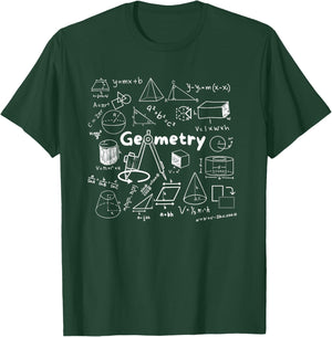 Geometry Lover's Shapes Equations & Formulas Cool Math Geek T-Shirt - T-Shirt | Forest