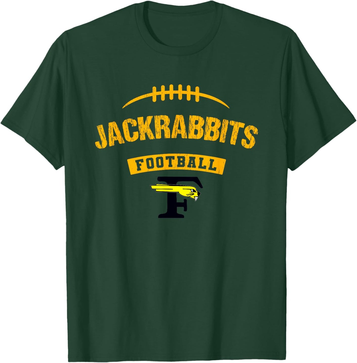 Forney Jackrabbits Logo Football Distressed HS T-Shirt - T-Shirt | Forest
