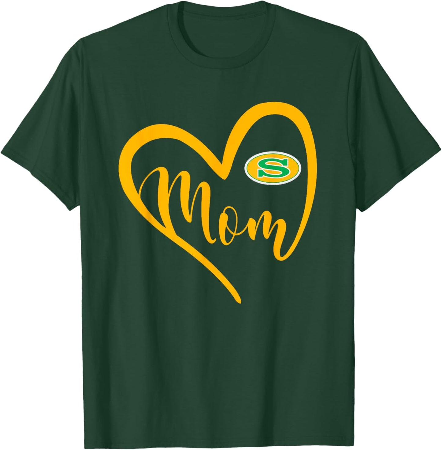 Summerville Green Wave Logo Heart Mom HS T-Shirt - T-Shirt | Forest