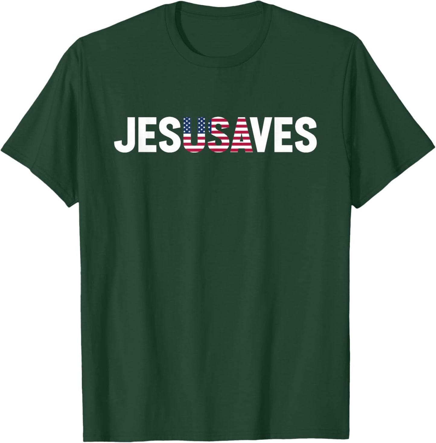 4th of July Christian Jesus Saves USA Flag Patriotic T-Shirt - T-Shirt | Forest
