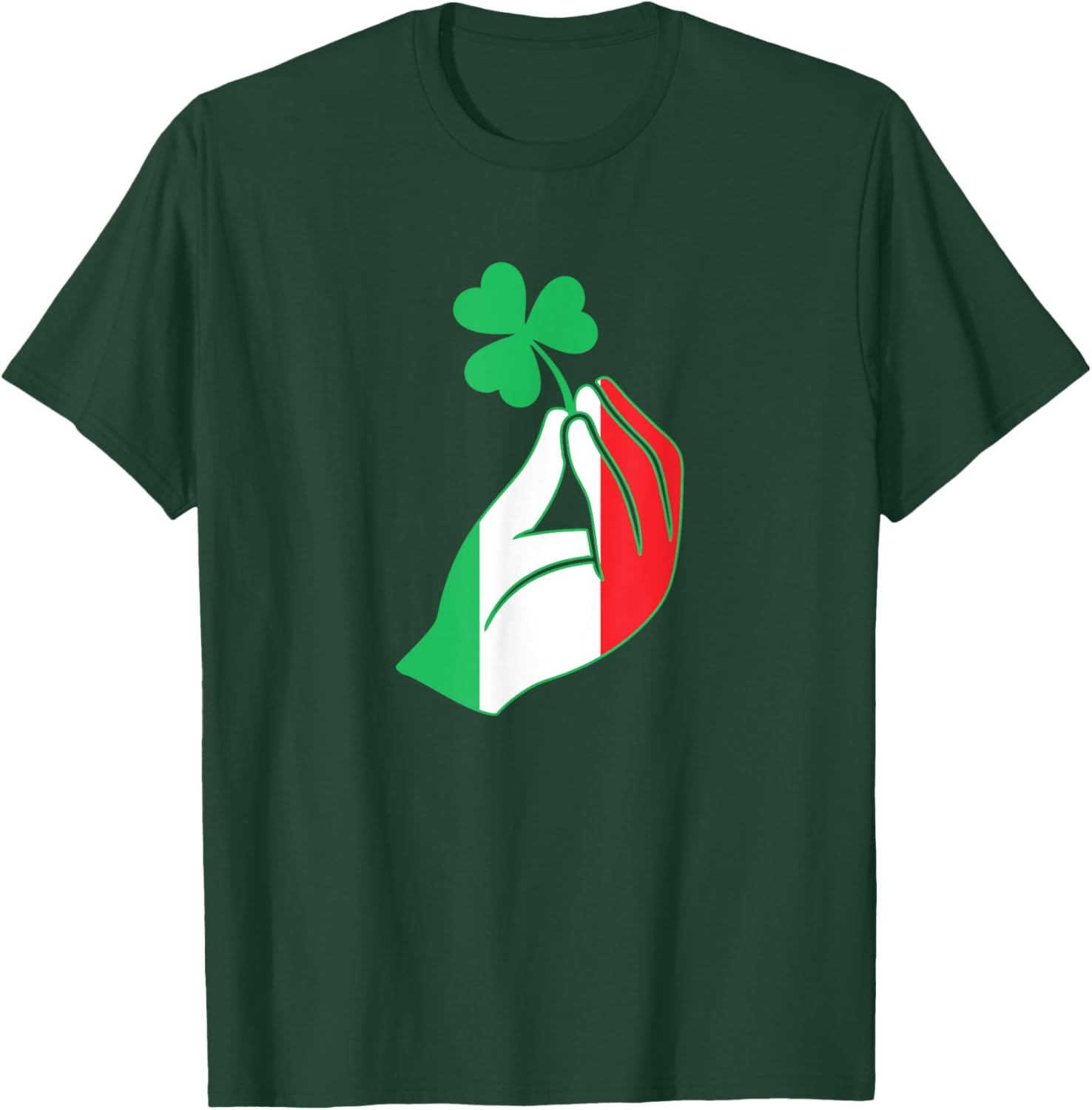 Pinched Italian Hand Clover Shamrock Funny St Patrick's Day T-Shirt - T-Shirt | Forest