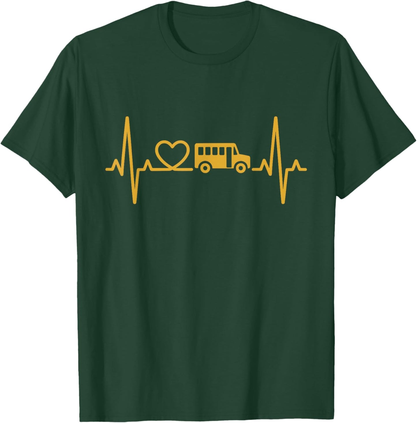 School Bus Heartbeat Transportation Driver Life Appreciation T-Shirt - T-Shirt | Forest