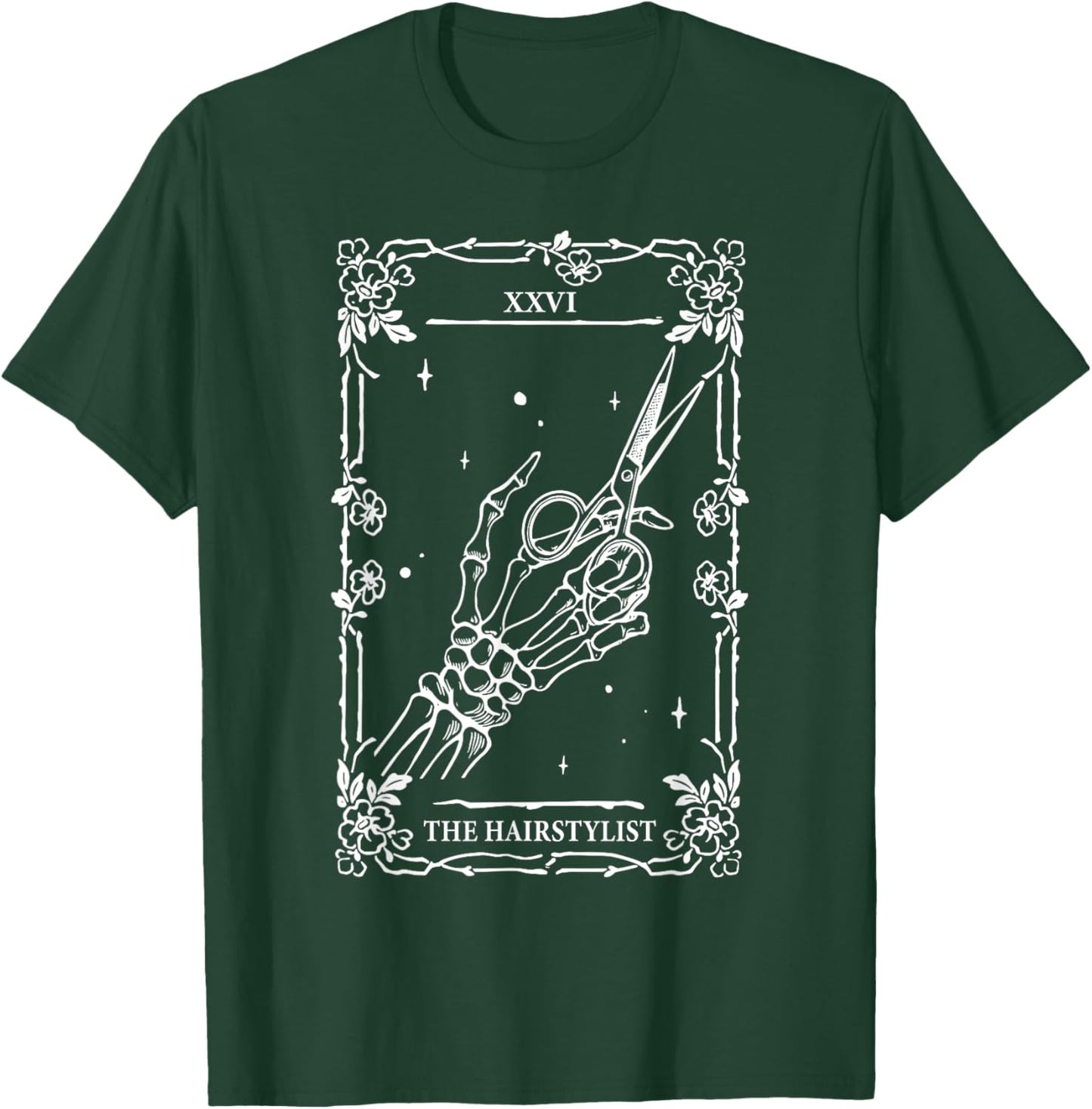 The Hairstylist Tarot Card Skeleton Hand Salon Hairdresser T-Shirt - T-Shirt | Forest