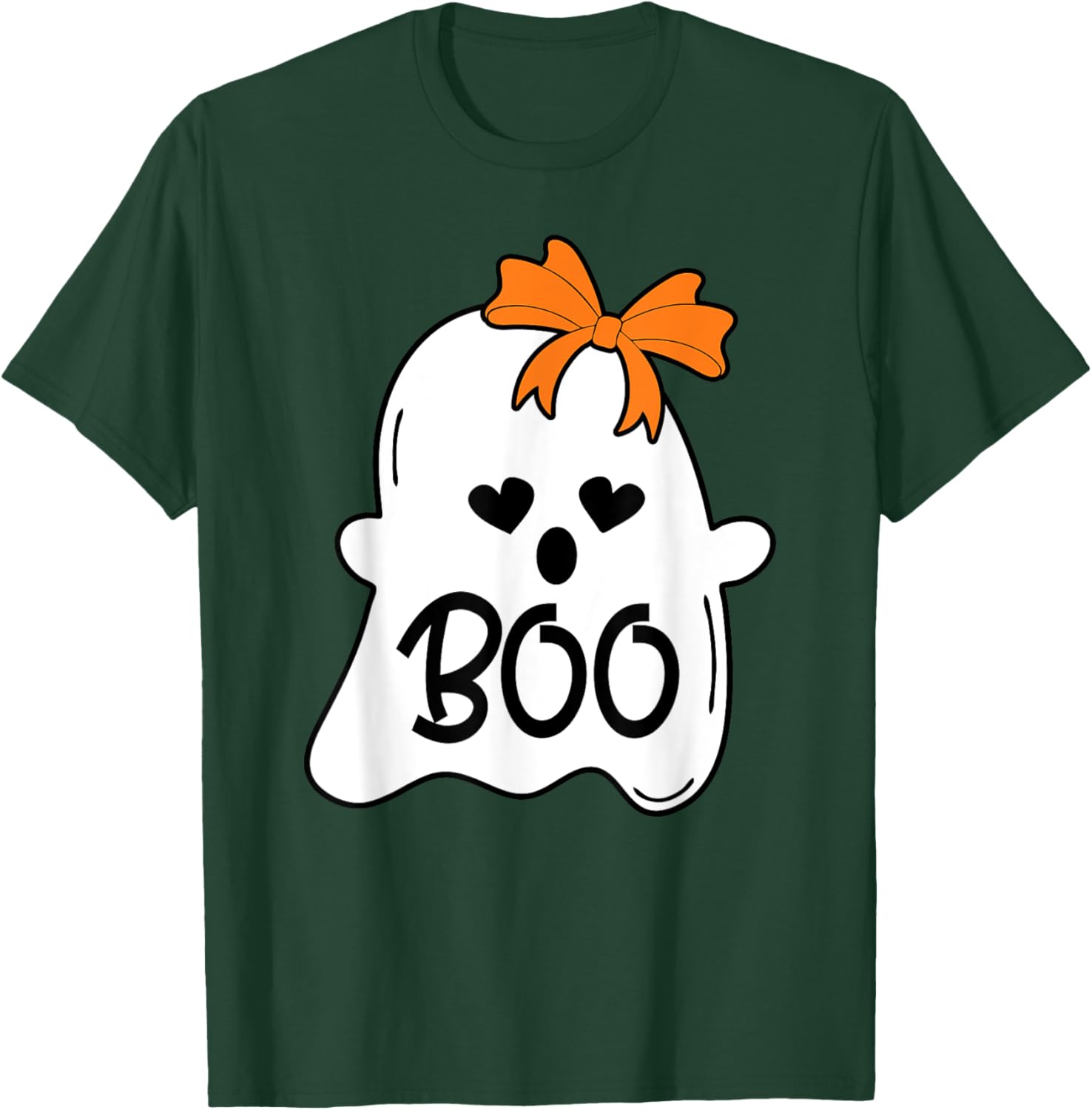 Ghost with Bow Boo Girls Halloween T-Shirt - T-Shirt | Forest