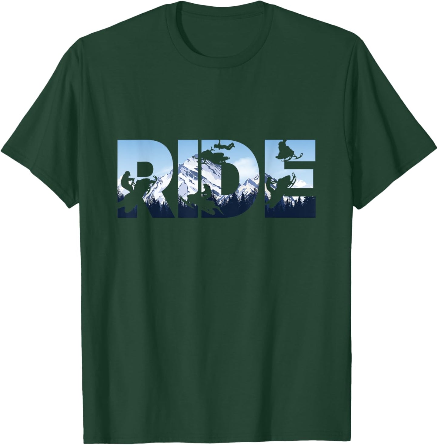 Snowmobile Ride Shirt Snow Mountain Motor Sled Winter Sport T-Shirt - T-Shirt | Forest