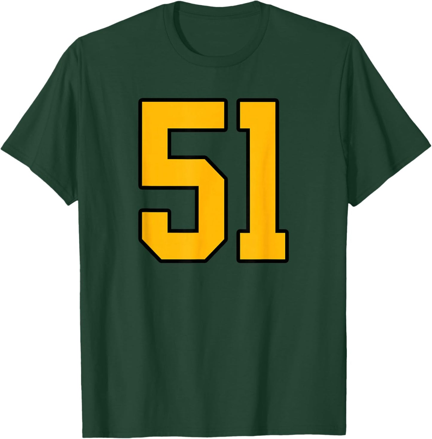 Gold and Black Sports Number 51 Jersey Uniform Player T-Shirt - T-Shirt | Forest