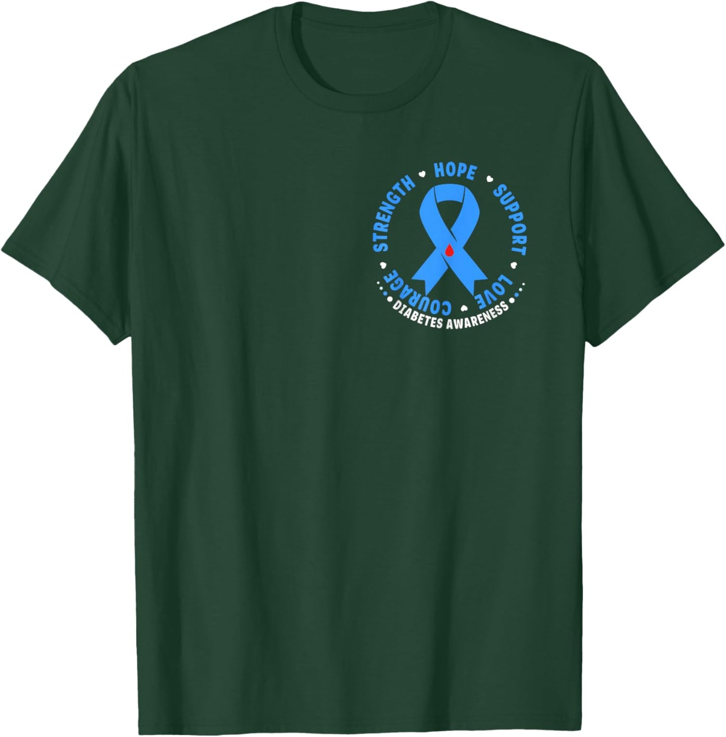 Diabetes Awareness Month Blue Love Ribbon Support T1D T2D T-Shirt - T-Shirt | Forest