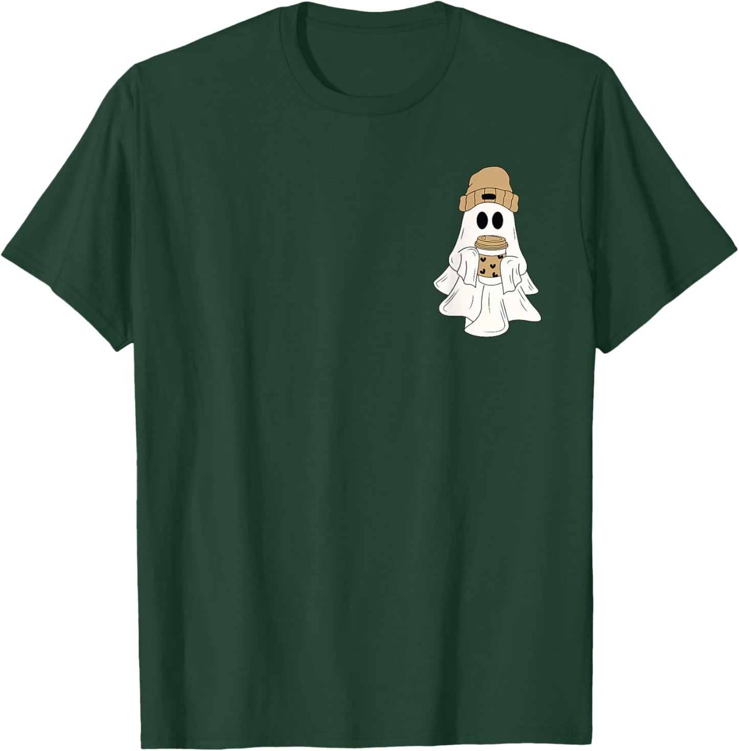 Ghost Drinking Coffee Funny Halloween Costume Coffee Lover T-Shirt - T-Shirt | Forest