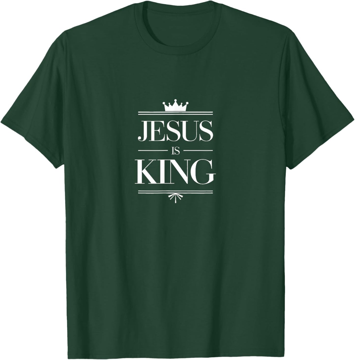 Jesus is King Christian Crown Design Faith T-Shirt - T-Shirt | Forest