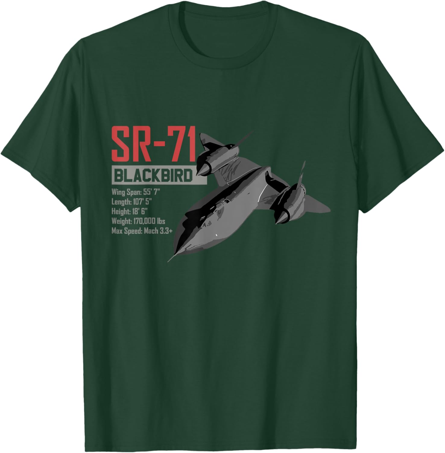 American Reconnaissance Aircraft SR71 Blackbird T-Shirt - T-Shirt | Forest