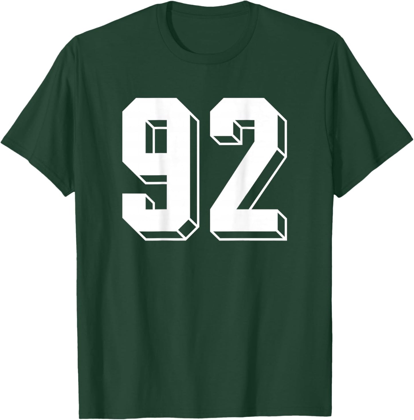 Number 92 BACKSIDE - Retro 80s 90s Team Jersey Numbered T-Shirt - T-Shirt | Forest