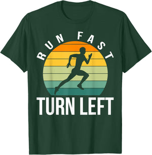 Run Fast Turn Left Track T-Shirt - T-Shirt | Forest