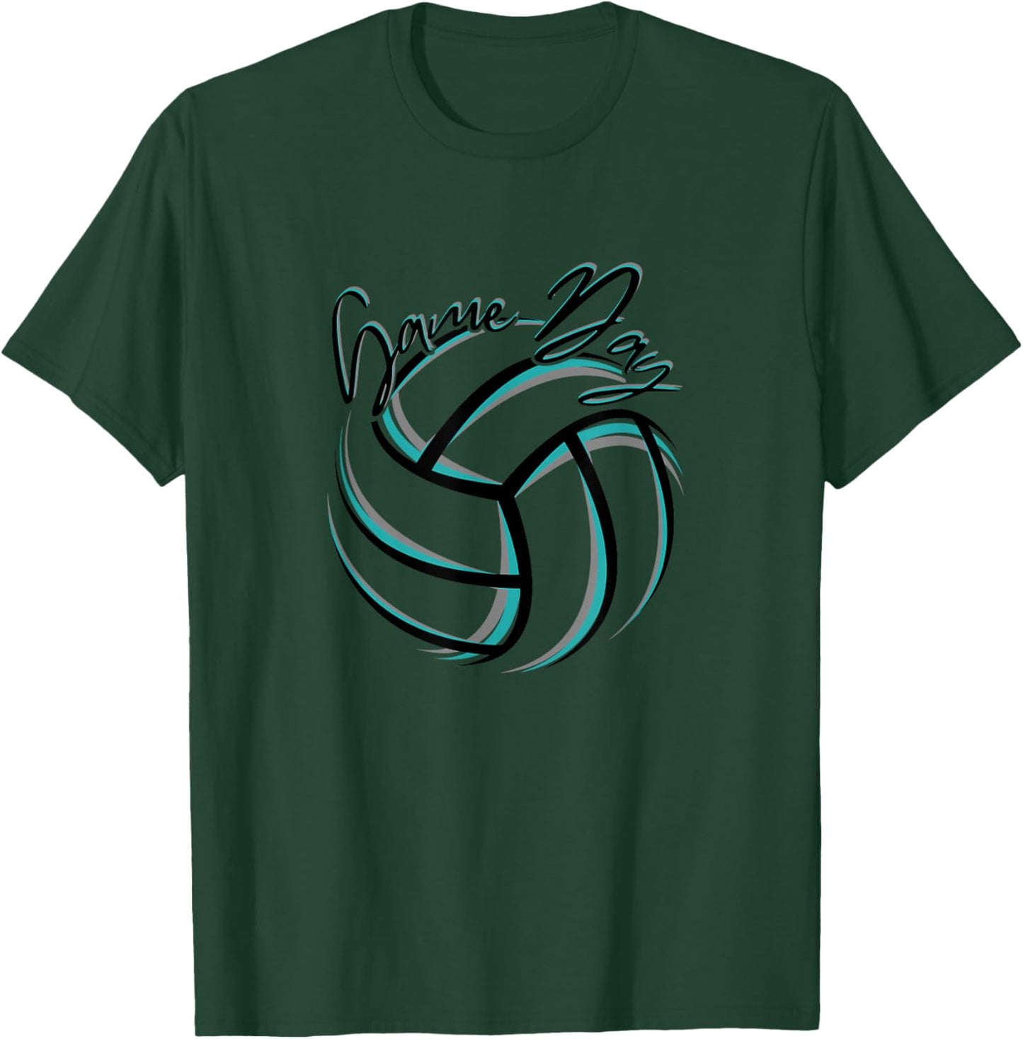 Parents Volleyball Team Game Day Teal & Black Splatter T-Shirt - T-Shirt | Forest