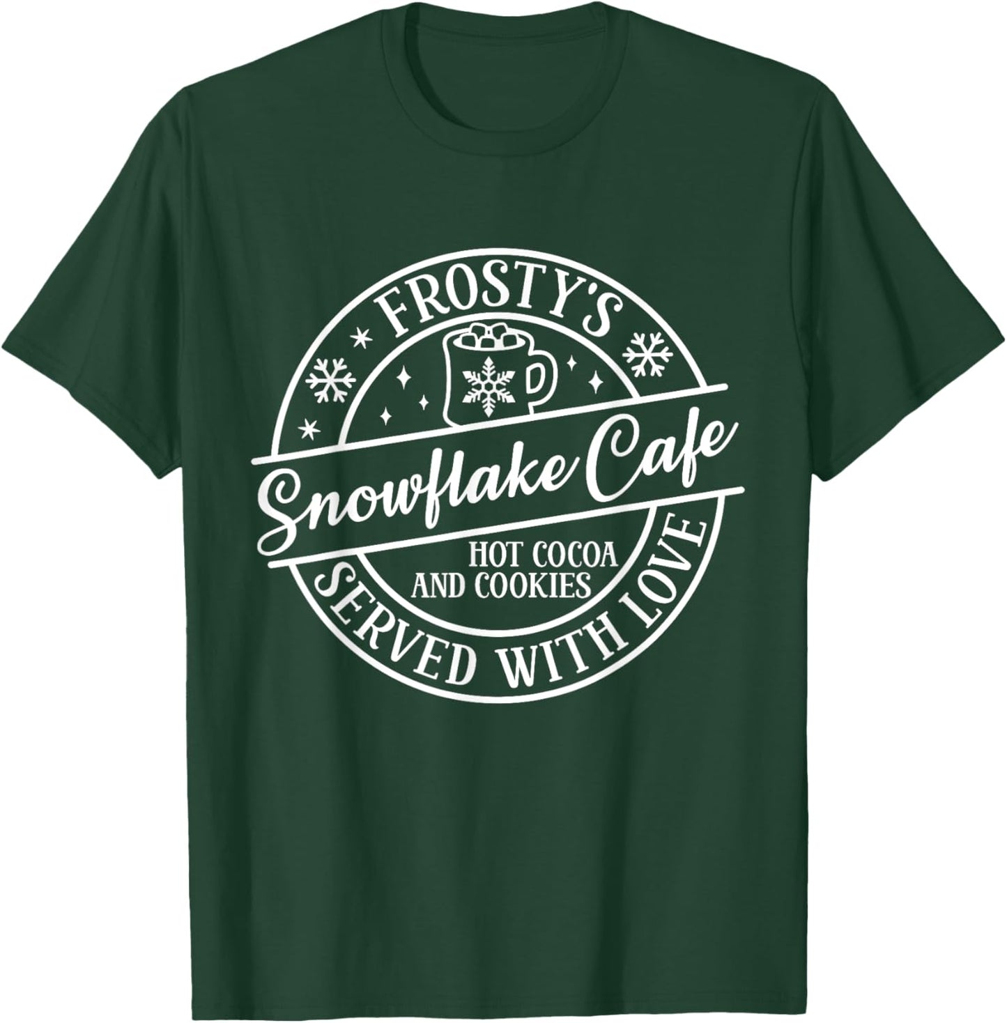 Classic Retro Frosty's Snowflake Cafe Coffee Lovers Xmas T-Shirt - T-Shirt | Forest