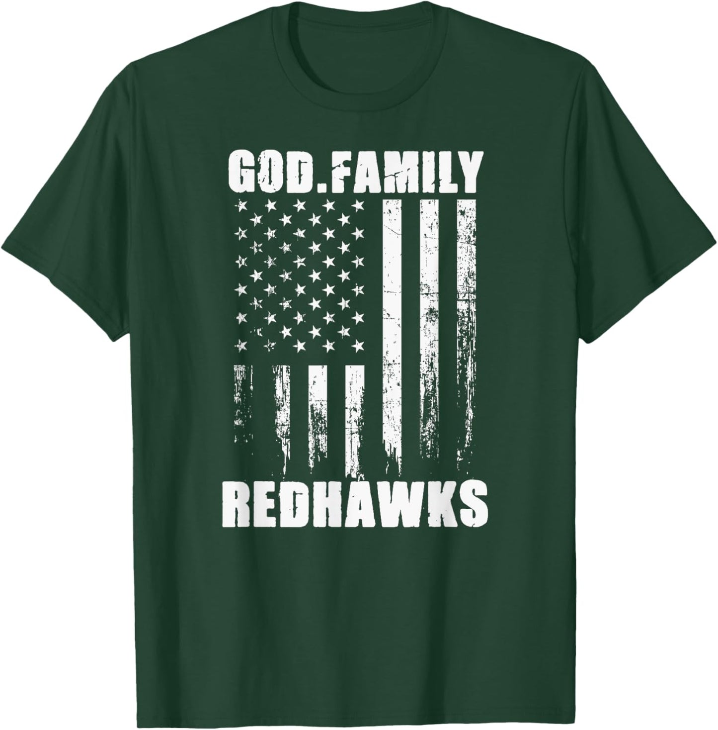Central Square Redhawks God. Family. Vintage USA Flag T-Shirt - T-Shirt | Forest