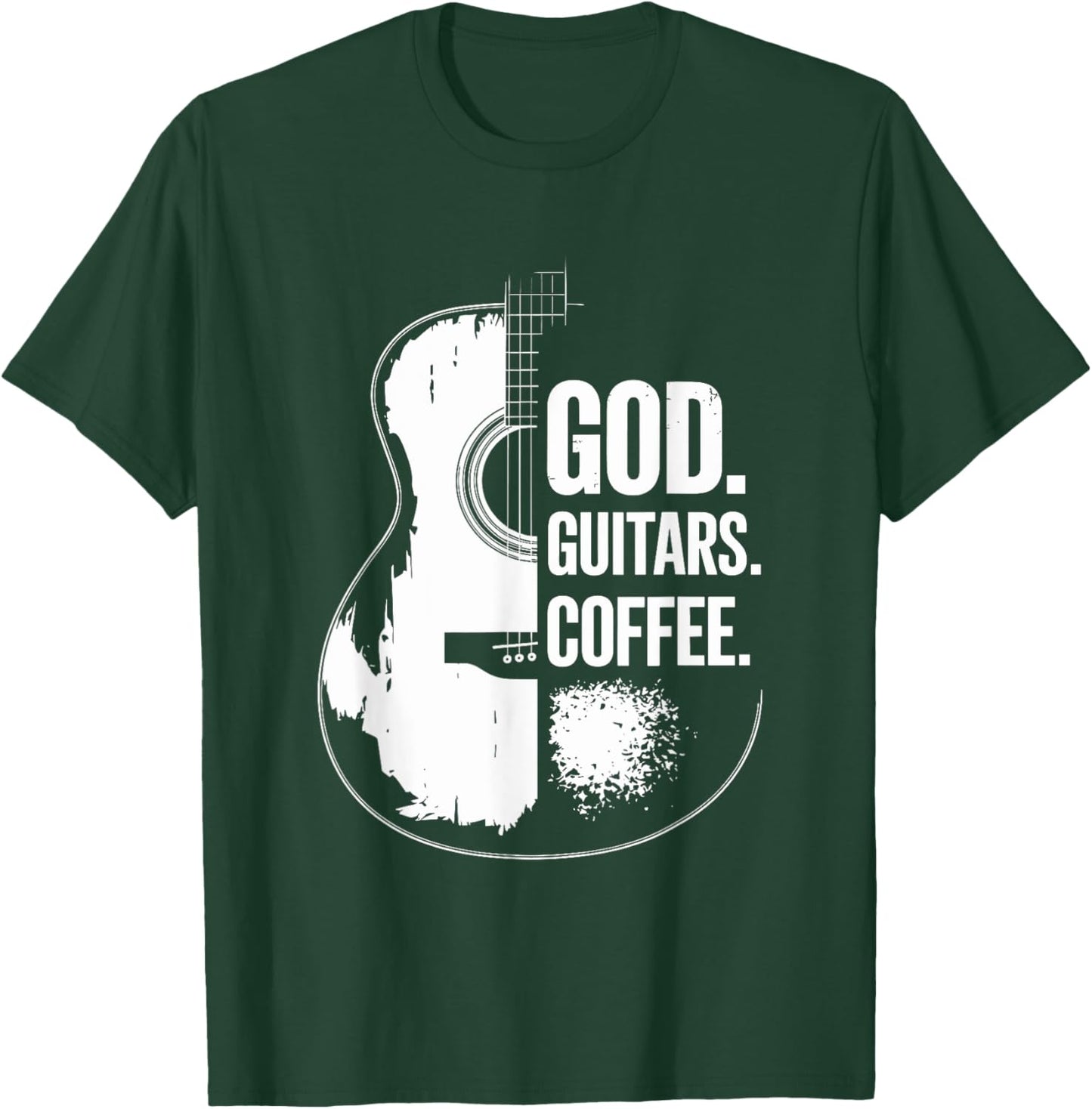 God Coffee Guitar, Christian Guitarist and Guitar Lover T-Shirt - T-Shirt | Forest