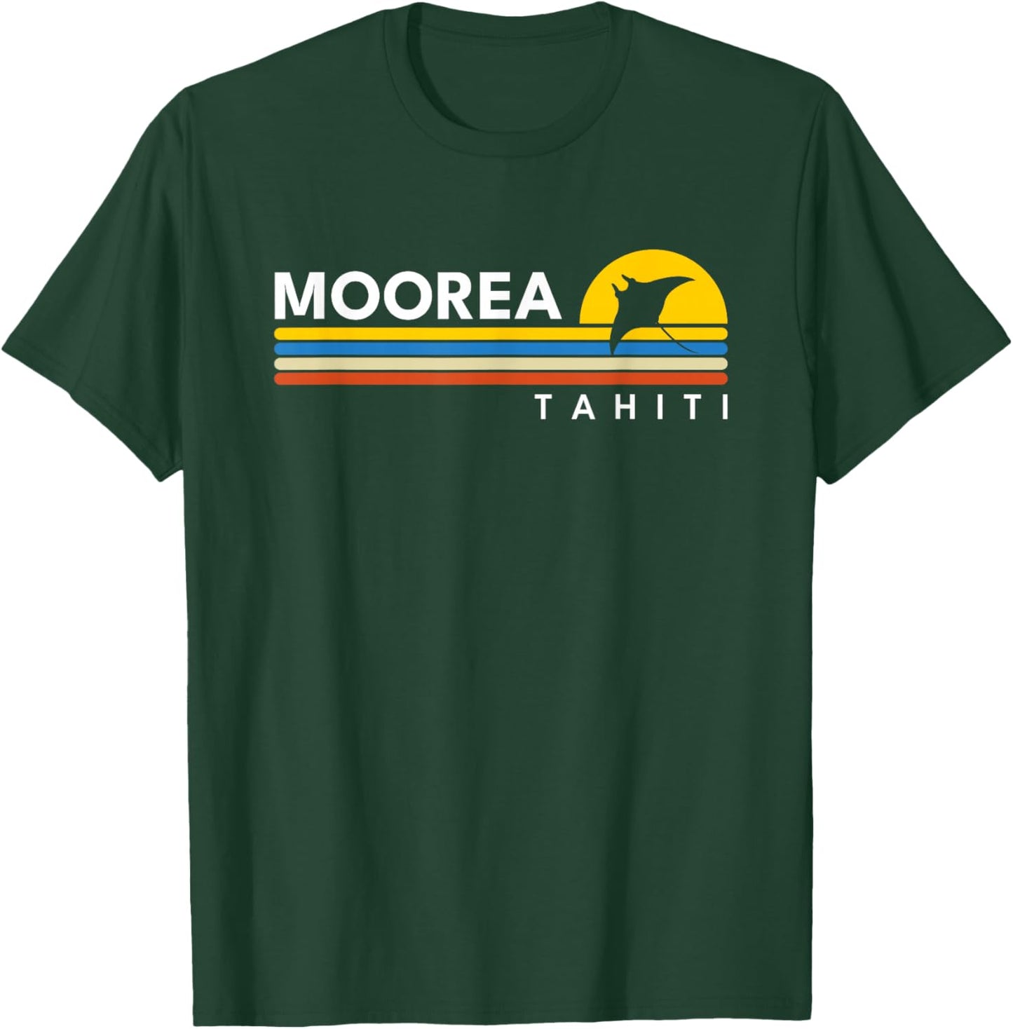 Moorea Tahiti Manta Ray Vintage Retro Souvenirs T-Shirt - T-Shirt | Forest