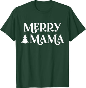 Merry Mama Merry Christmas Mom Mommy Mother T-Shirt - T-Shirt | Forest