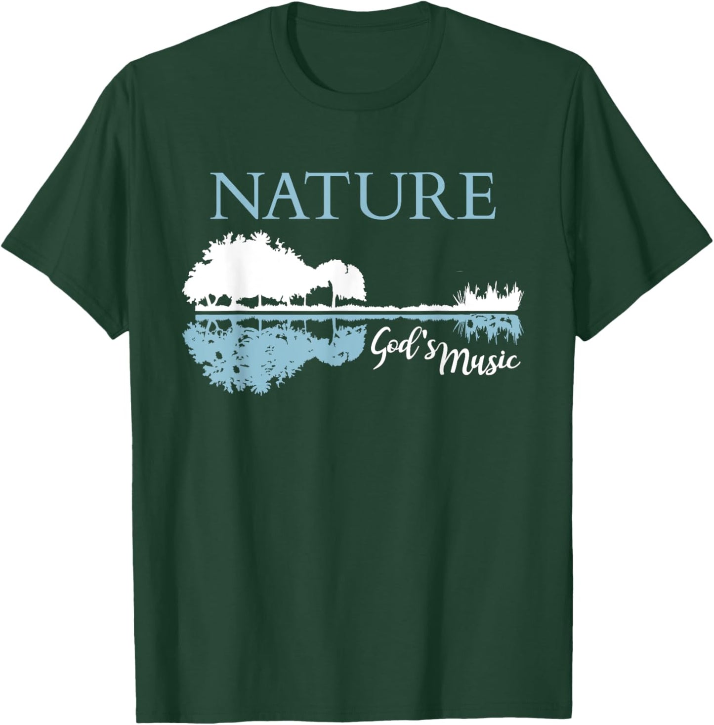Nature God's Music Christian Outdoors Musician Guitar Lake T-Shirt - T-Shirt | Forest