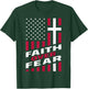 Faith Over Fear Christ Christian Cross US USA American Flag T-Shirt - T-Shirt | Forest