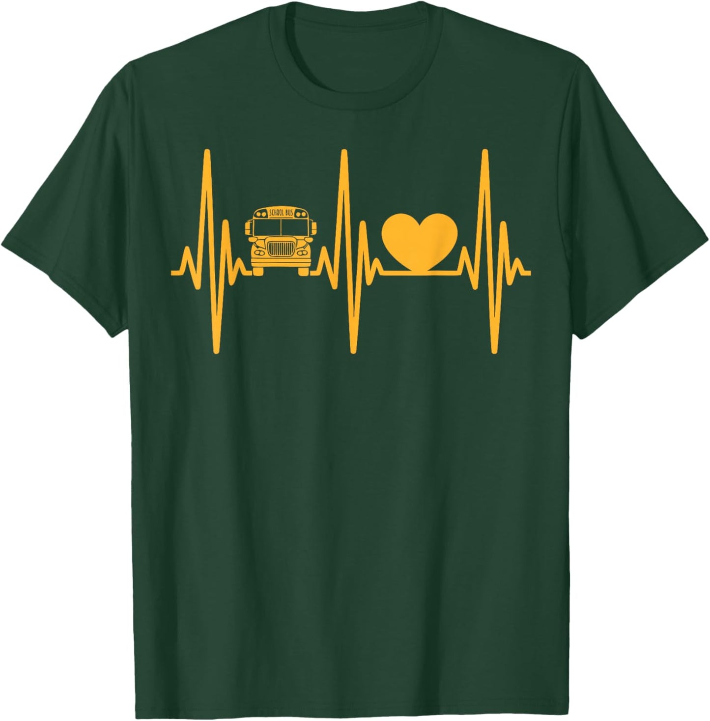 School Bus Driver Heart Yellow Bus T-Shirt - T-Shirt | Forest
