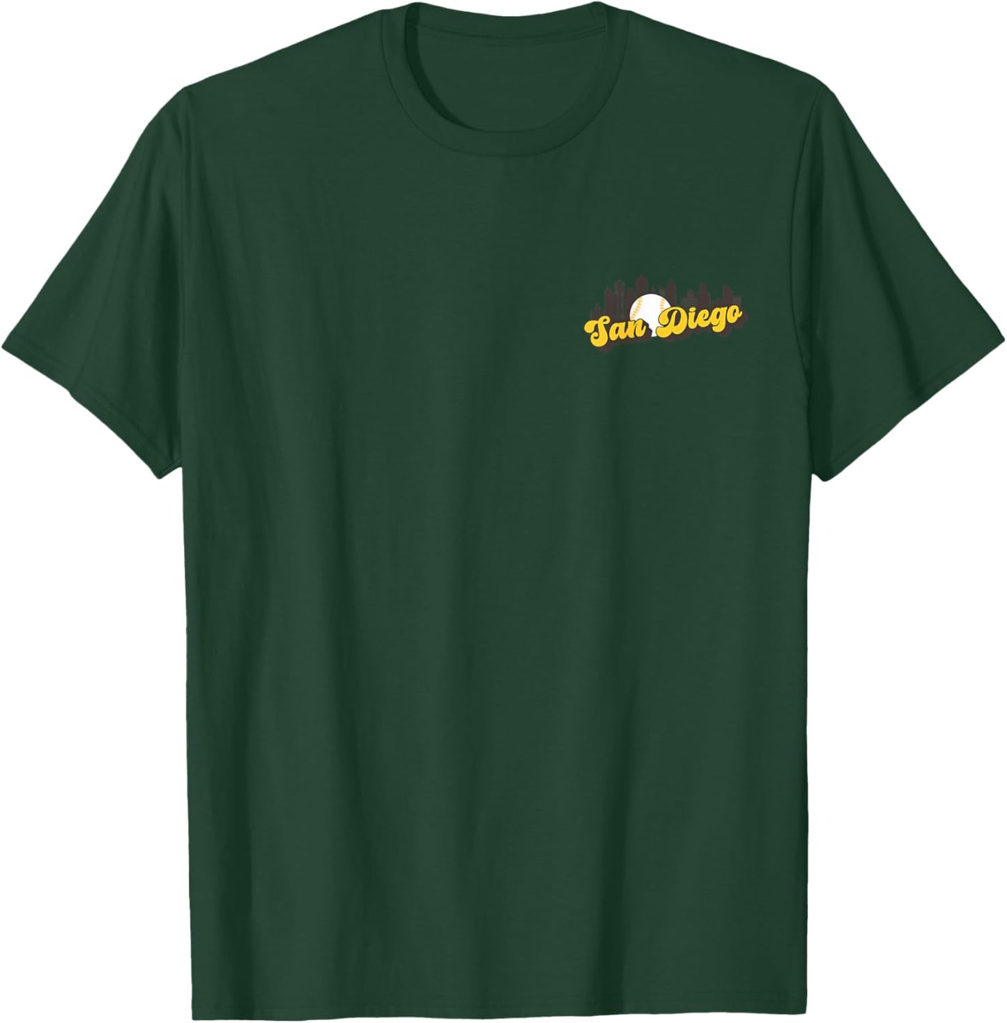 San Diego Baseball Minimalist City Skyline Baseball Lover T-Shirt - T-Shirt | Forest