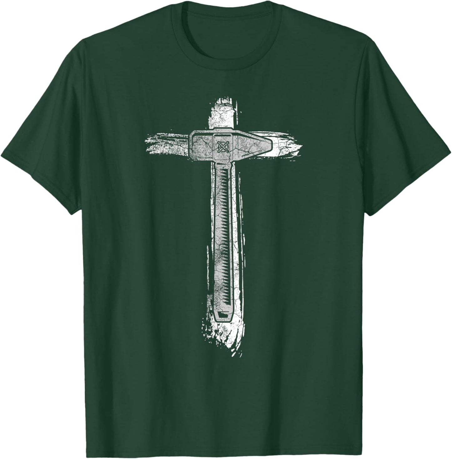 Blacksmith Hammer Cross | Christian Blacksmithing T-Shirt - T-Shirt | Forest