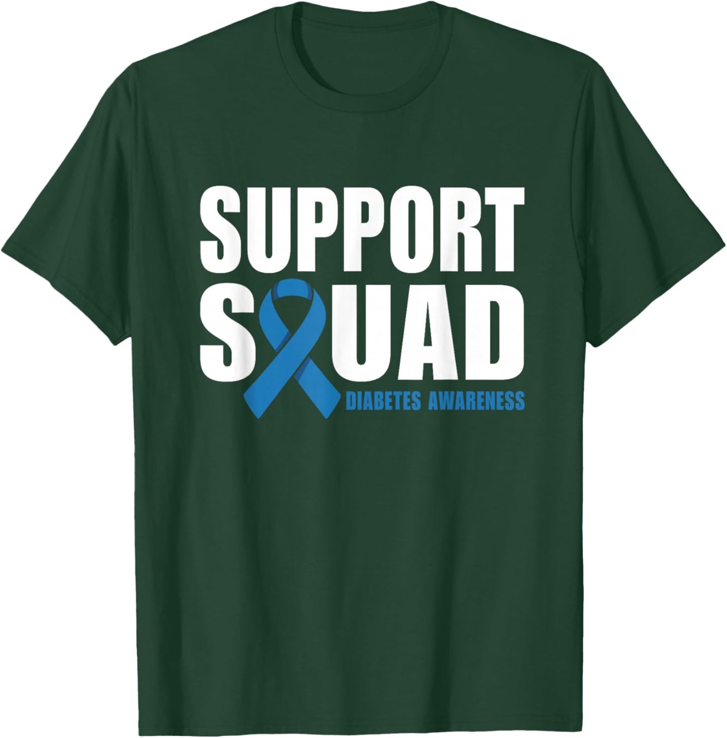 Support Squad Diabetes Awareness Blue Ribbon T-Shirt - T-Shirt | Forest