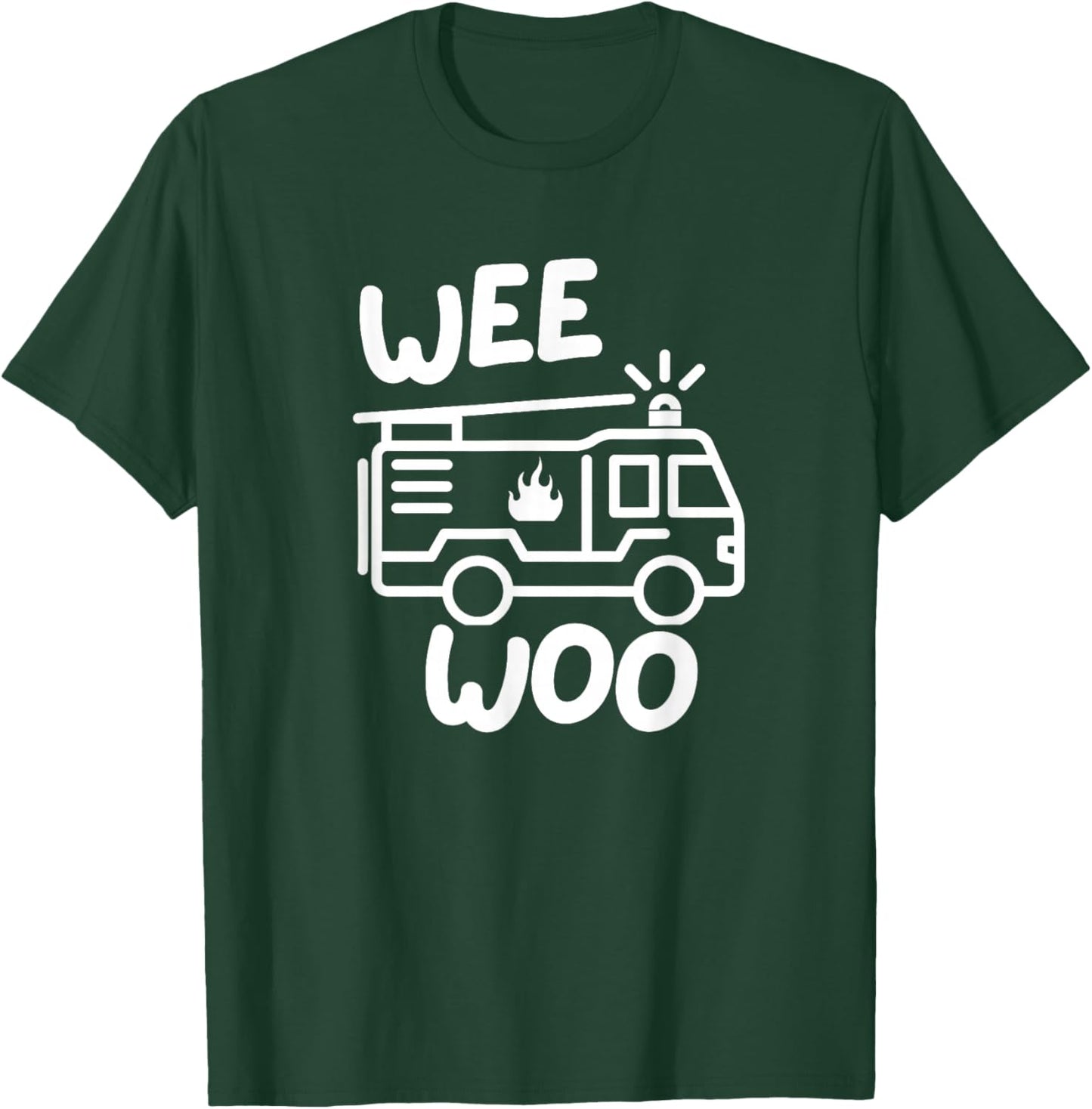 Wee Woo Squad Funny Fire Truck Firefighter Birthday Kids Boy T-Shirt - T-Shirt | Forest