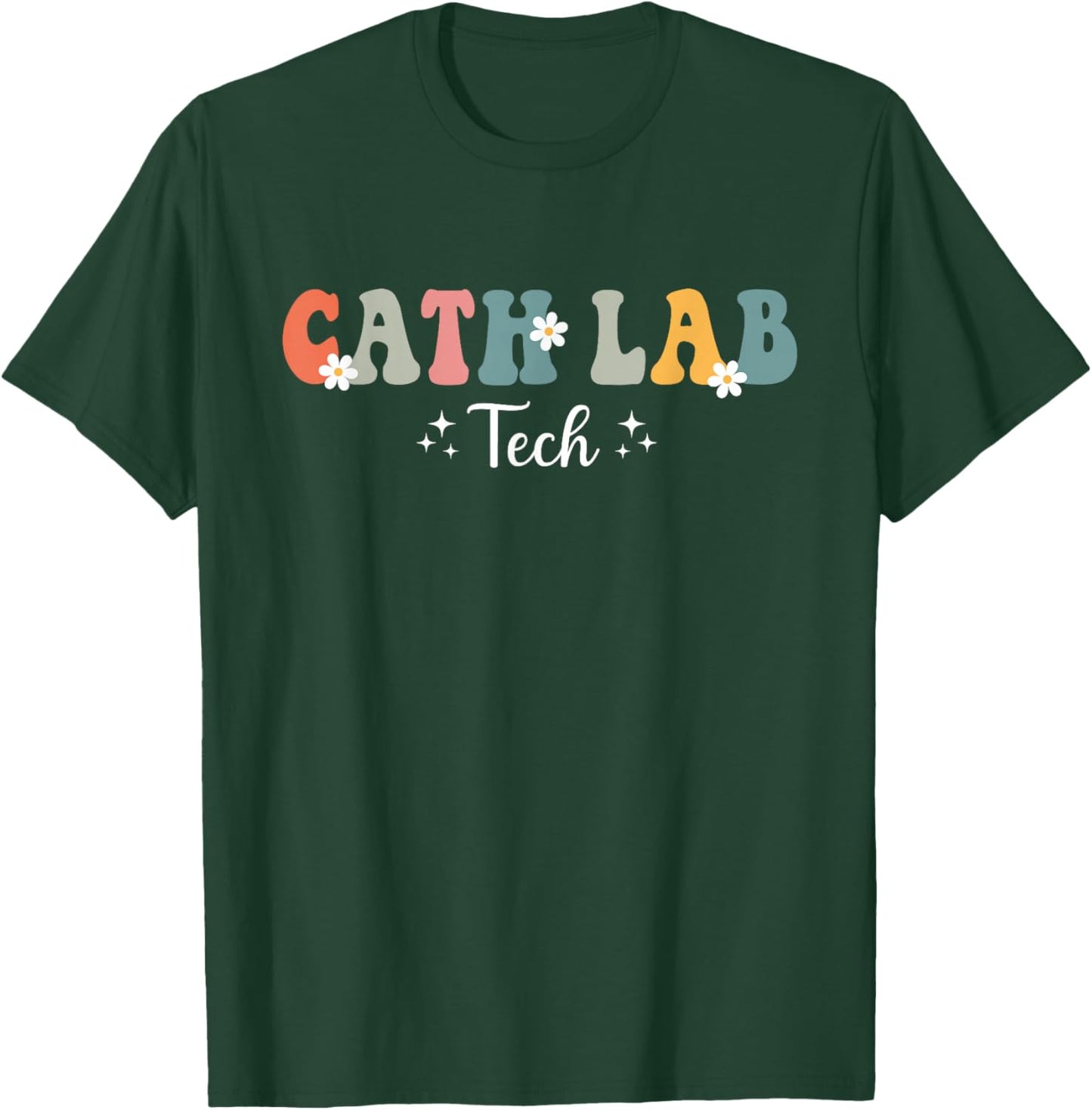 Retro Groovy Cath Lab Tech Cath Lab Technician Men T-Shirt - T-Shirt | Forest