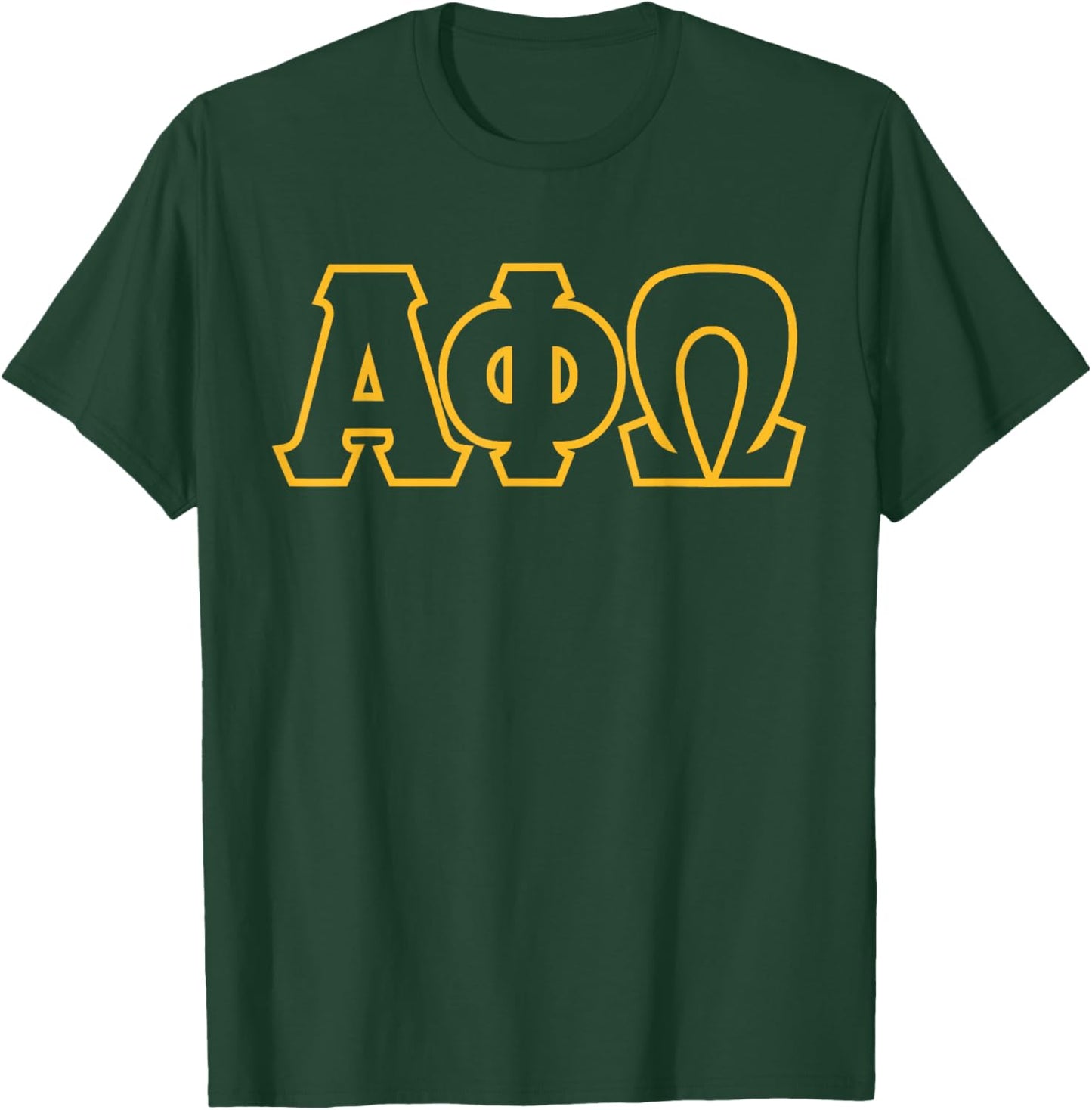 Licensed Alpha Phi Omega Outlined Lettered Gold T-Shirt - T-Shirt | Forest