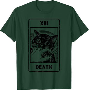 Black Cat Bite Tarot Card Death Funny Halloween Women Men T-Shirt - T-Shirt | Forest