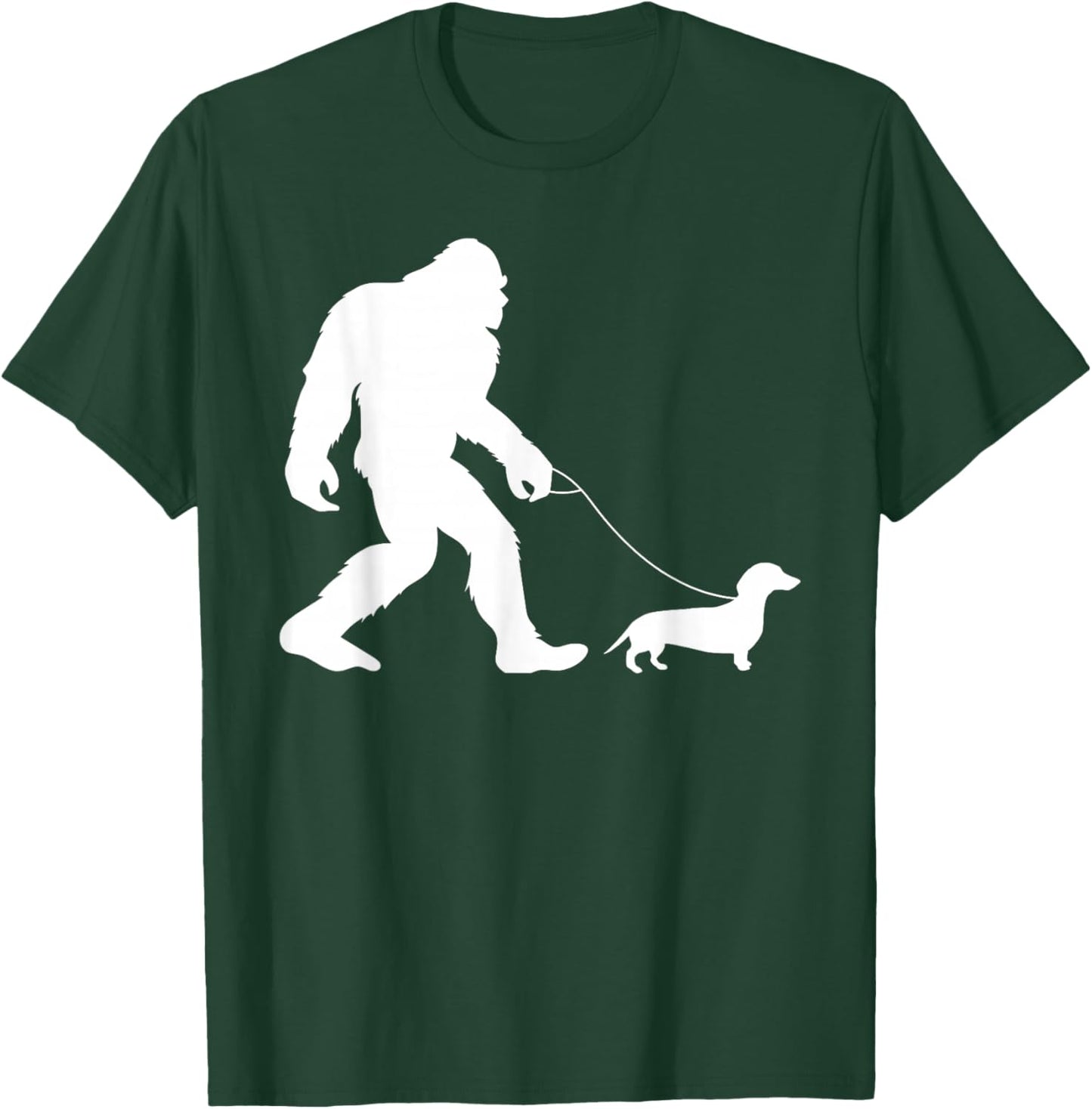 Fun Bigfoot Sasquatch Walking Dachshund Gag Gift T-Shirt - T-Shirt | Forest