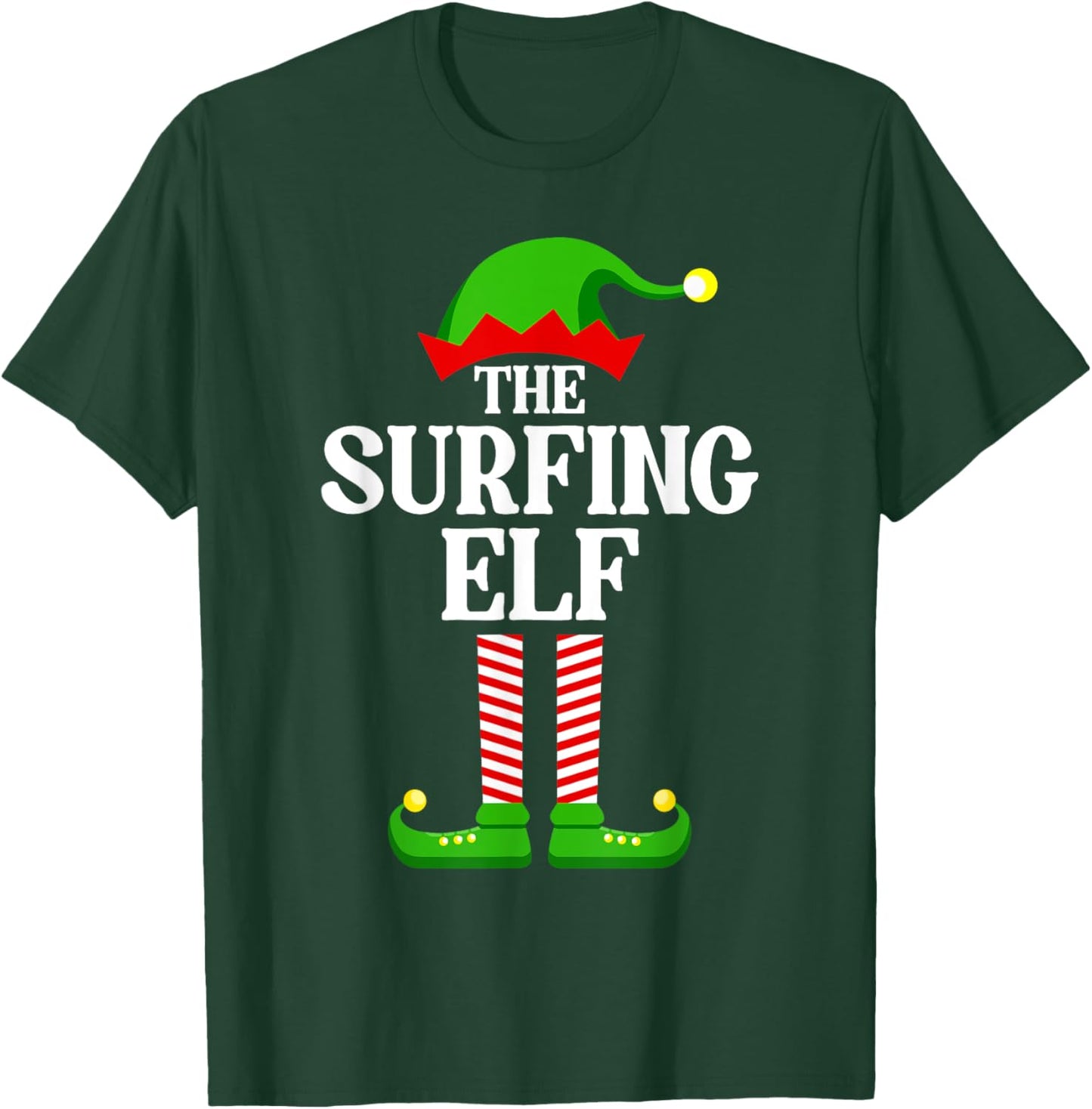 Surfing Elf Family Matching Group Funny Christmas T-Shirt - T-Shirt | Forest