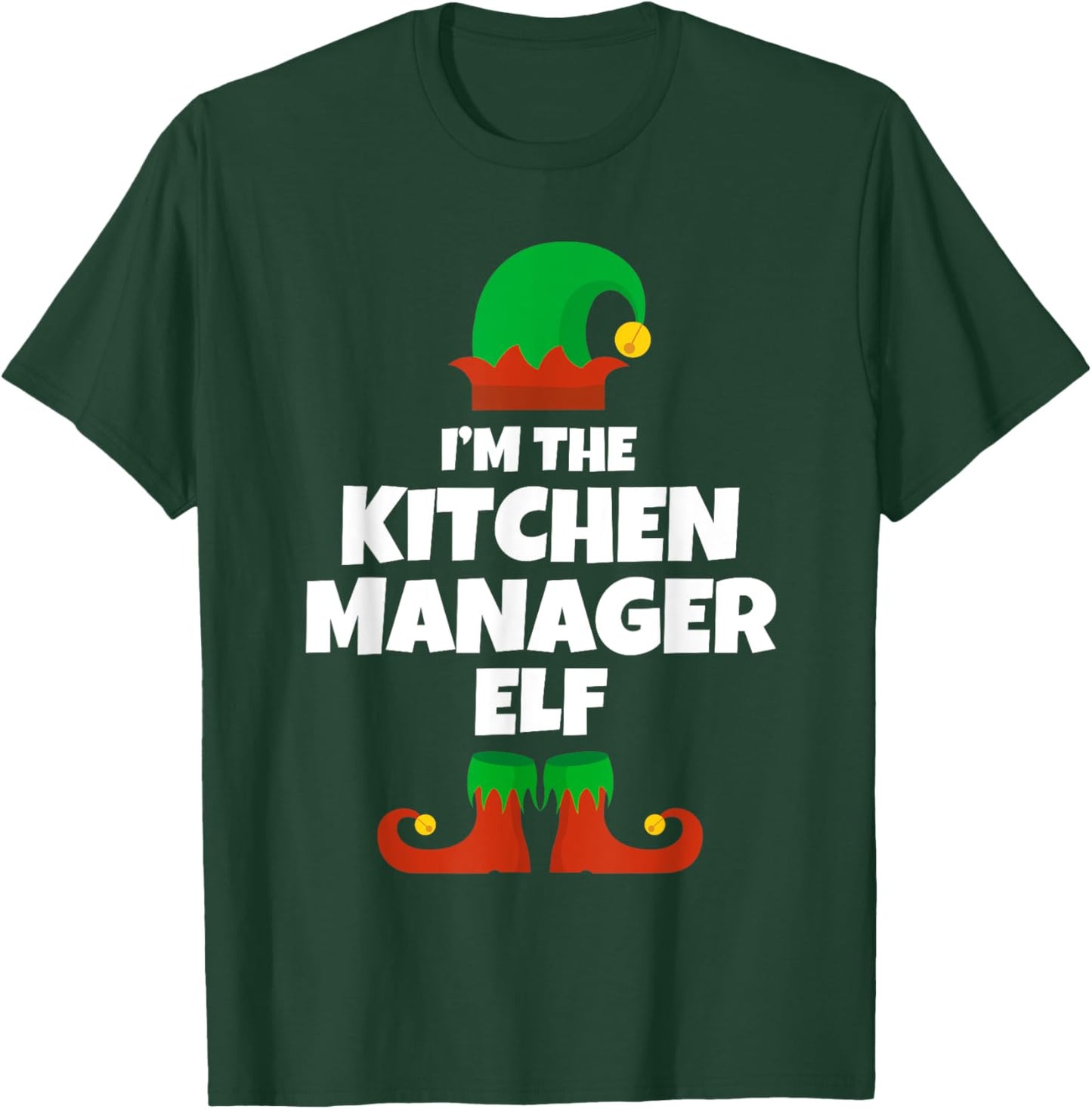 I'm The Kitchen Manager Elf Family Pajama Christmas Funny T-Shirt - T-Shirt | Forest