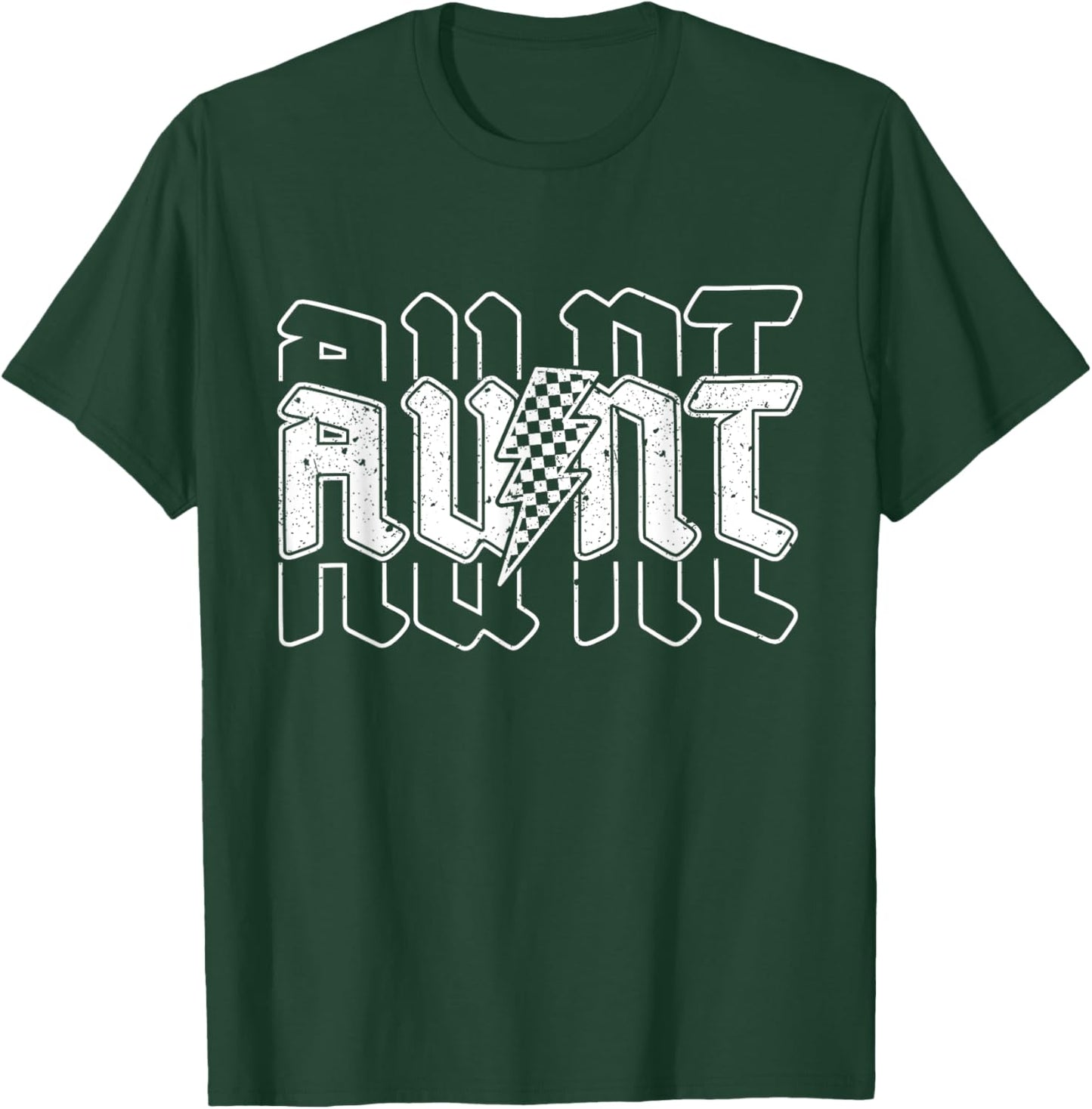 Checkered Aunt Lightning Bolt Mother's Day For Auntie Mother T-Shirt - T-Shirt | Forest