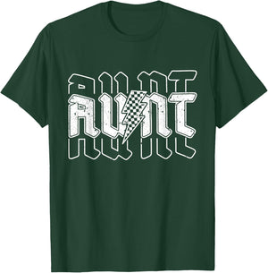 Checkered Aunt Lightning Bolt Mother's Day For Auntie Mother T-Shirt - T-Shirt | Forest