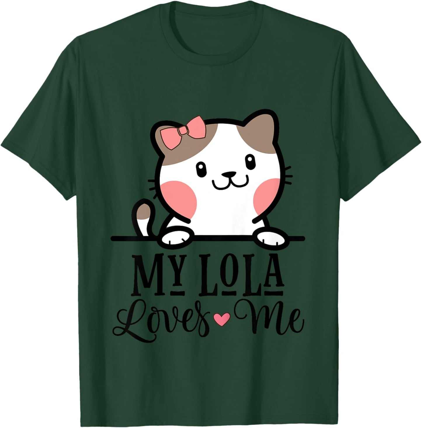 Kids My Lola Loves Me Grandkids Kitty T-Shirt - T-Shirt | Forest