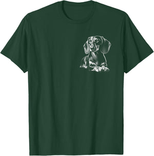 Super Cute Dachshund in Lying Pose on Chest T-Shirt - T-Shirt | Forest