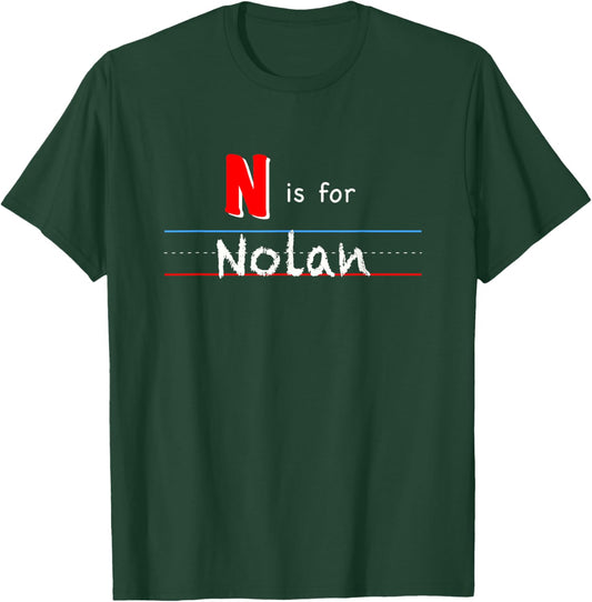 N Is For Nolan, boys custom personalized name kids school T-Shirt - T-Shirt | Forest