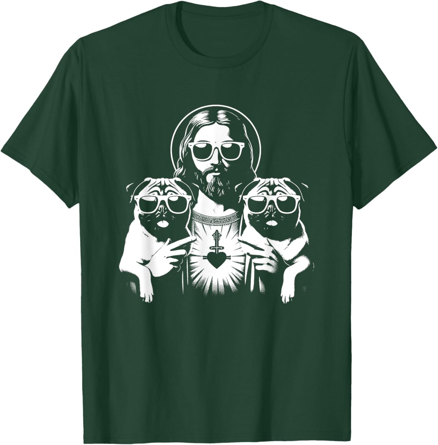 Jesus Pugs - Funny Christian Religious Dog Lover Men Women Girls Kids T-Shirt - T-Shirt | Forest