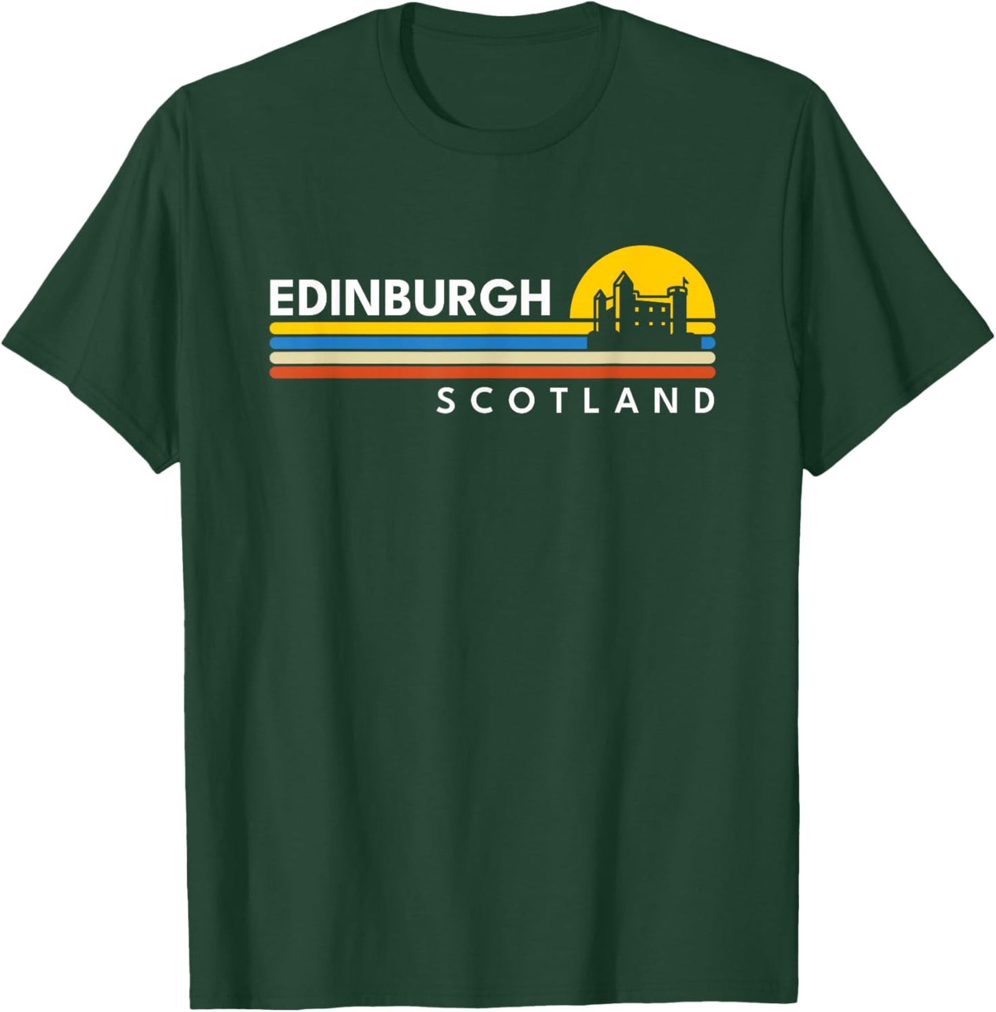 Edinburgh Scotland Castle Vintage Retro Souvenirs T-Shirt - T-Shirt | Forest