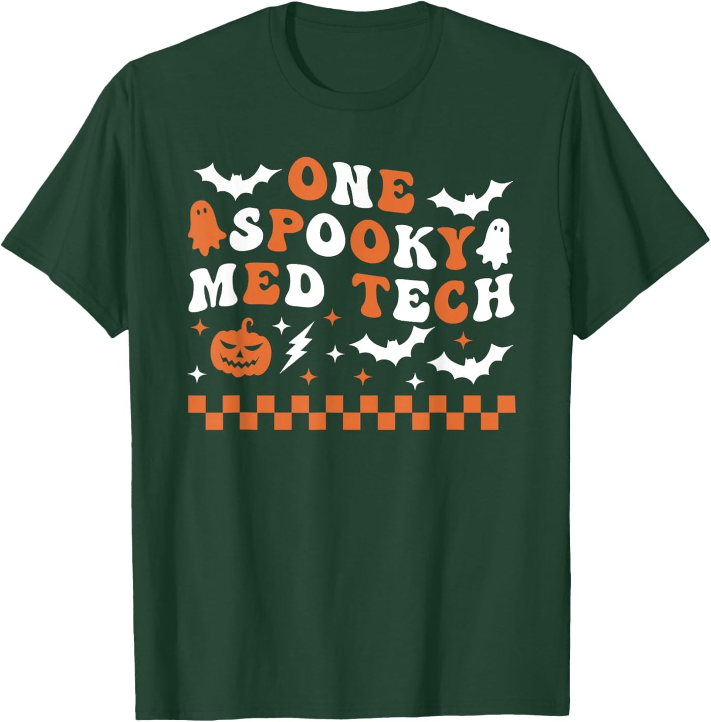 One Spooky Med Tech Halloween Retro Groovy Healthcare T-Shirt - T-Shirt | Forest