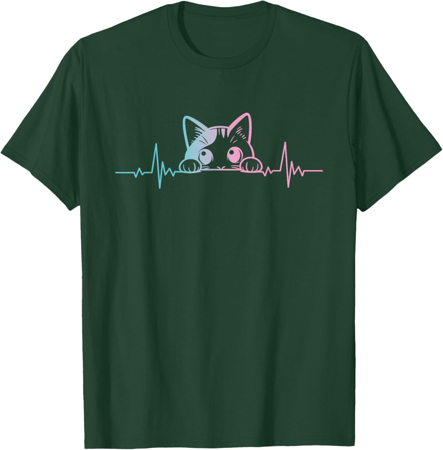 Funny Heartbeat Cute Cat lovers blue Eyes Cats T-Shirt - T-Shirt | Forest