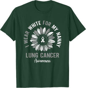 I Wear White For My Nanny Lung Cancer Awareness Sunflower T-Shirt - T-Shirt | Forest
