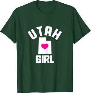 Utah Heart State Map Girl T-Shirt - T-Shirt | Forest